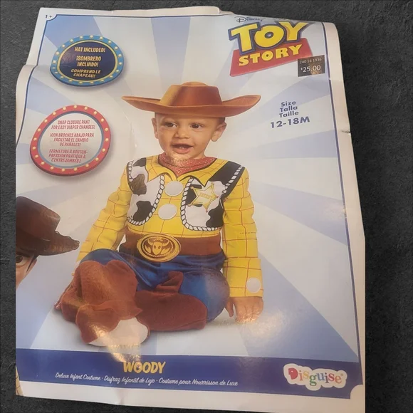 Disney Toy Story Woody Cowboy Western Costume Dress Up 12-18,mth New - Picture 8 of 8